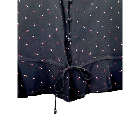 Rails Women's Top Beaux Blouse in Black Off Set Dot Long Sleeves Ruffle Hem Sz M - Picture 10 of 13